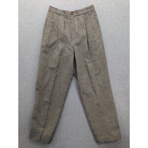 Alanni By Donnybrook Pants Womens 10 Beige Wool Check Pleated Tapered Lined